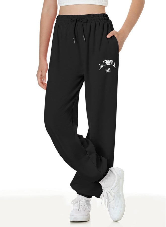 EXARUS Girls Sweatpants Joggers Sweat Pants 3 Pack Kids with Pockets Drawstring Baggy High Waisted Preppy Cute Youth 10Y - Image 5